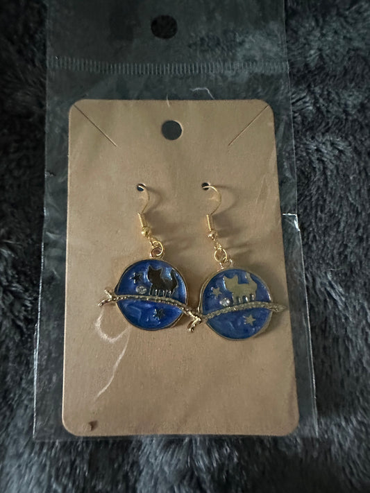 Cat earrings dark blue