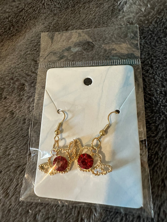 Red and gold heart earrings