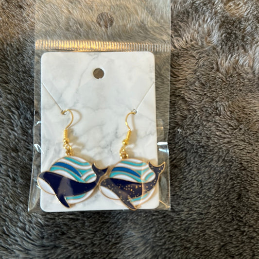 Cute whale earrings