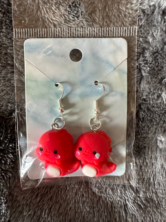 Cute red dinosaur earrings
