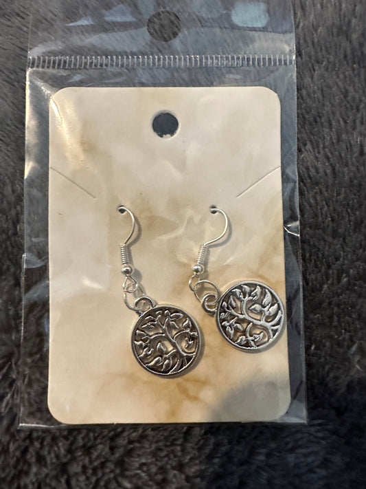 Silver tree earrings