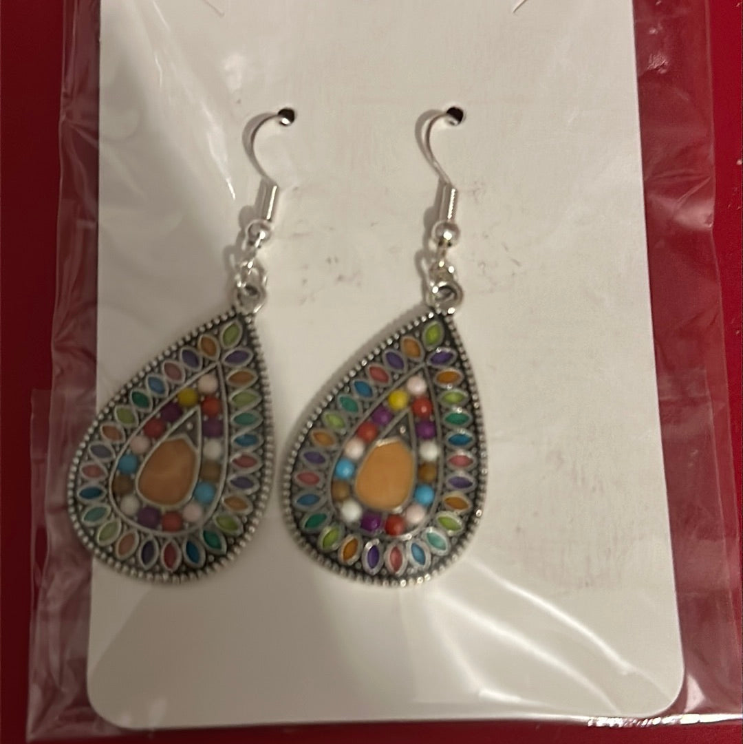 Orange mosaic earrings