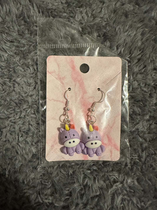 Purple unicorn earrings