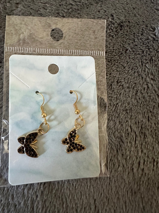 Black and gold butterfly earrings