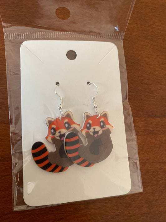 Red panda earrings